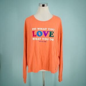 Life Is Good Plus Size XXL Orange Do What You Love Graphic Long Sleeve Knit Top
